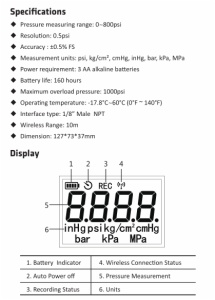 PGW-800 wireless digital pressure guage